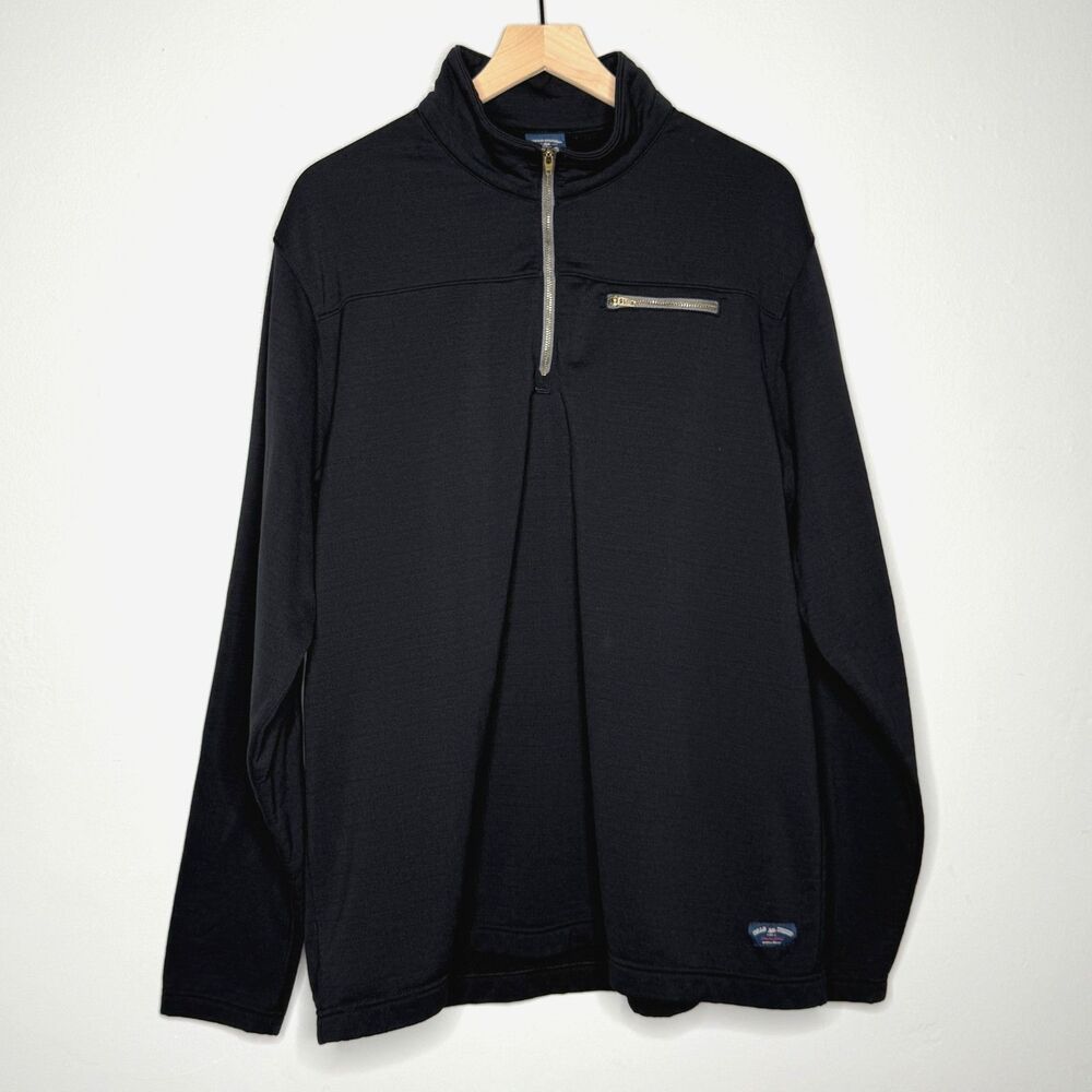 Bills Khakis Mens Quarter Zip Thermal Sweater XXL‎ Black Polyester Outdoors